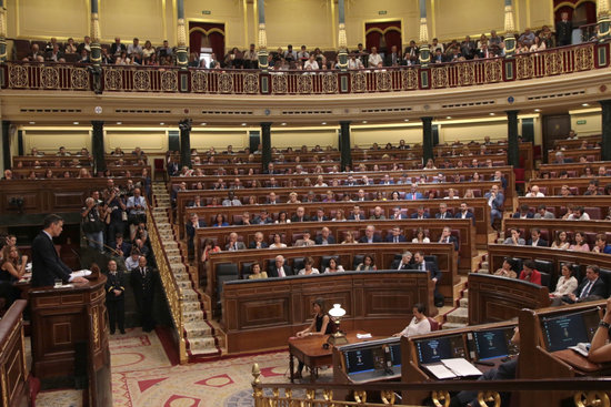 Pedro Sánchez speaking in Spanish congress on July 23, 2019 (by Rafa Garrido)